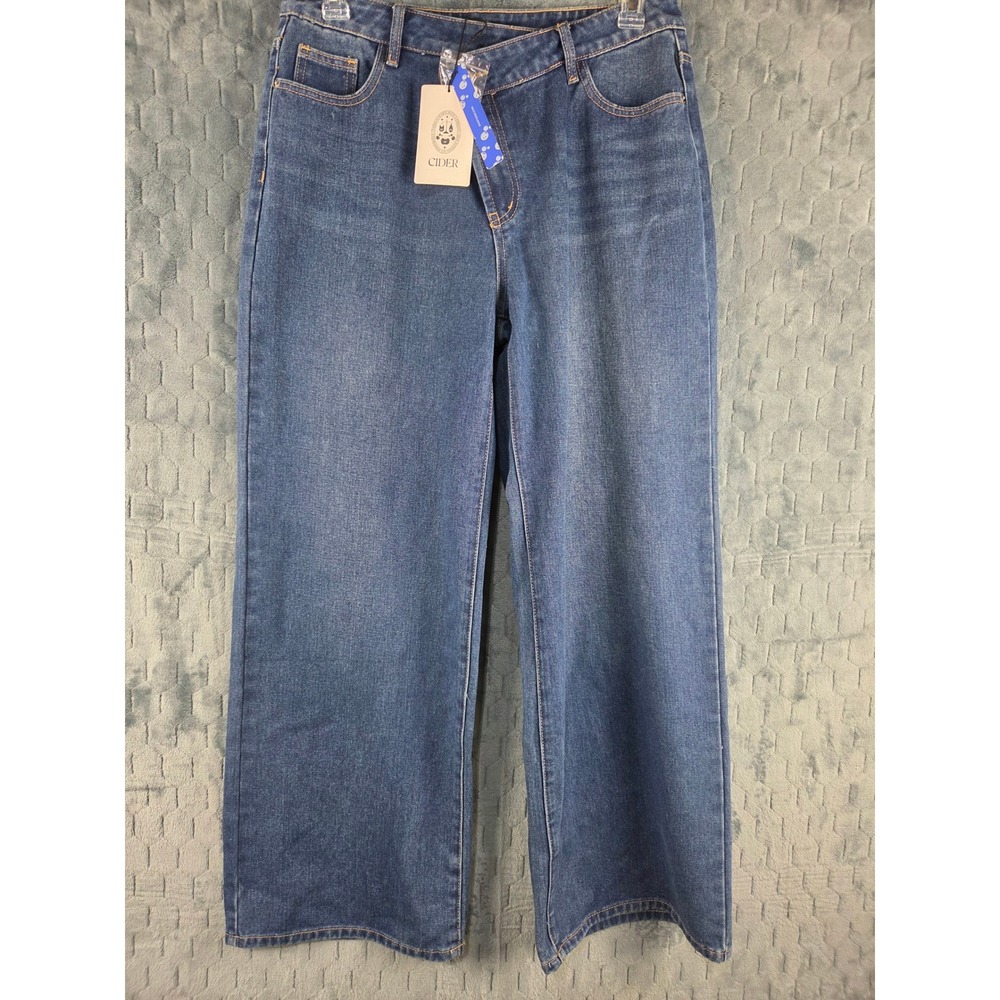 Cider‎ Blue High Waisted Wide Leg Jeans Medium Wash Relaxed Fit XL